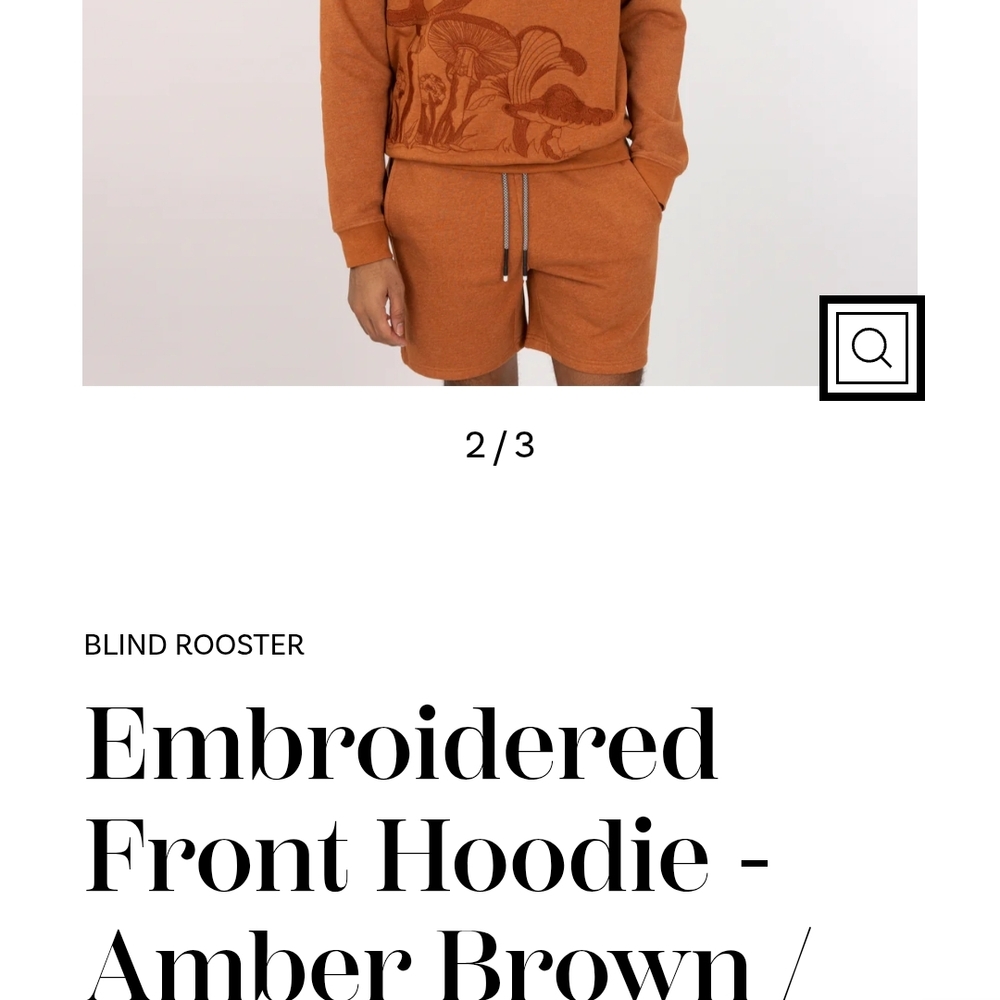 Blind Rooster Embroidered Front Hoodie- Amber Brown - Picture 2 of 5